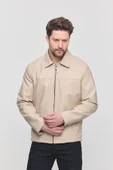 Krem Erkek Basic Suni Deri Yazlık Ceket&Mont thumbnail 1