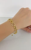 Halka Taşlı Gold Çelik Bileklik thumbnail 2