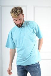 Oversize Geniş Salaş Sade TBB002 Gentilbay Basic Turkuaz Tişört thumbnail 2