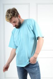 Oversize Geniş Salaş Sade TBB002 Gentilbay Basic Turkuaz Tişört thumbnail 3