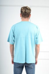 Oversize Geniş Salaş Sade TBB002 Gentilbay Basic Turkuaz Tişört thumbnail 4