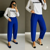 Kadın Yüksek Bel Krep Pantolon thumbnail 1