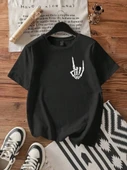 Erkek Baskılı Oversize T-shirt - Siyah thumbnail 1
