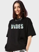 Baskılı Oversize T-shirt - Siyah thumbnail 1