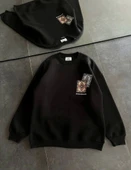 Bisiklet Yaka Baskılı SweatShirt - Siyah thumbnail 1