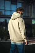 Üç İplik Penye Kapşonlu Basic SweatShirt - Bej thumbnail 2