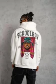 Erkek SCHOOL BOY Baskılı Kapüşonlu Sweat - Beyaz thumbnail 1