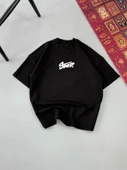 Erkek Baskılı Oversize T-shirt - Siyah thumbnail 1