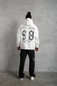 Erkek 98 Baskılı Kapşonlu Sweat - Beyaz thumbnail 4