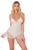 Bicomi Ekru Jakarlı Bodysuit Gecelik thumbnail 1