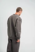 Uzun Kol Bisiklet Yaka Basic SweatShirt - Füme thumbnail 2