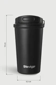 Stevig 4 Work Flip Open Coffee Mug Çelik Termos 400 ML Black ST-250 thumbnail 9
