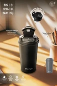 Stevig 4 Work Flip Open Coffee Mug Çelik Termos 400 ML Black ST-250 thumbnail 7