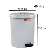 Omnipazar SY-4219 Gri Pedallı Yuvarlak Çöp Kovası İç Kovalı 40 Litre thumbnail 2