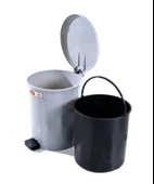 Omnipazar SY-4219 Gri Pedallı Yuvarlak Çöp Kovası İç Kovalı 40 Litre thumbnail 3