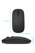 Kablosuz Mouse Fare Şarjlı Bluetooth Wireless Çift Modlu Sessiz thumbnail 4