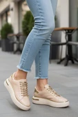 Bej Bağcıklı Kadın Sneaker thumbnail 3