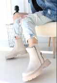Menta Bej Cilt Fermuar Aksesuarlı Bot thumbnail 1