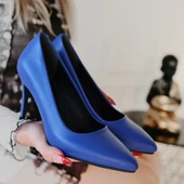 Jilya Mavi Cilt Stiletto Ayakkabı thumbnail 4