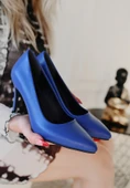 Jilya Mavi Cilt Stiletto Ayakkabı thumbnail 2