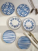 Bleu Fleur 6lı Pasta Tabağı Seti- 19 cm. thumbnail 1