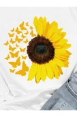 trendgar Beyaz Çiçek Baskılı Crop Tişort thumbnail 2