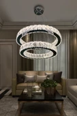 2 DAİRE TAŞLI MODERN  LED AVİZE thumbnail 2