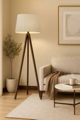 Vivido Home Ceviz Dora Bej Ahşap Lambader thumbnail 1