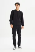 Erkek Baskılı Sweatshirt Siyah Siyah S thumbnail 3