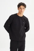 Erkek Baskılı Sweatshirt Siyah Siyah S thumbnail 4
