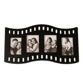 Duvar Fotoğraf Çerçevesi Film Rulo Desenli Fotoğraf Çerçeve Ahşap 4 Fotoğraf Kapasiteli Pano Siyah thumbnail 2