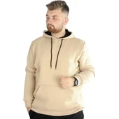 Erkek Sweatshirt Kapşonlu Pocket Basic  20562 Bej thumbnail 1