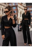 Siyah Crop Ceket Pantolon Takımı thumbnail 1