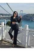 Siyah Crop Ceket Pantolon Takımı thumbnail 2