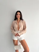 Çizgili oversize gömlek thumbnail 1