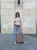 Madonna yaka sıfır kol bluz thumbnail 2