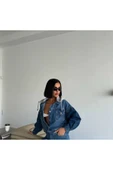 Kapişon Detalı Kot Ceket thumbnail 4