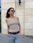 Madonna yaka sıfır kol bluz thumbnail 1