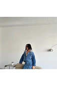 Kapişon Detalı Kot Ceket thumbnail 1