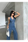 Tasarım İthal Kot Tulum Denim Jeans Tulum thumbnail 1