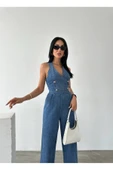 Tasarım İthal Kot Tulum Denim Jeans Tulum thumbnail 9