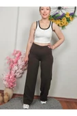 Krep Kumaş Kahve Palazzo Pantolon thumbnail 1