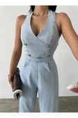 Tasarım İthal Kot Tulum Denim Jeans Tulum thumbnail 8