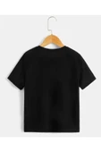 Oversize Siyah Çizgisel Yüz Baskılı T-shirt thumbnail 2