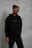 Erkek Astronot Baskılı Kapüşonlu Sweat - Siyah thumbnail 4