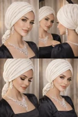 Aişe Tesettür Kırık  Beyaz Tokalı Bone thumbnail 2