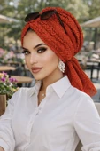 Aişe Tesettür Taba Dantel Tokalı Bone thumbnail 2