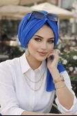 Aişe Tesettür Saks Mavi Tokalı Bone thumbnail 2