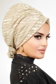 Aişe Tesettür Dore Yakma Tül Tokalı Bone thumbnail 5