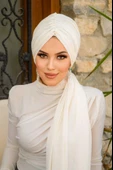 Aişe Tesettür Kırık Beyaz Dolama Bone thumbnail 2
